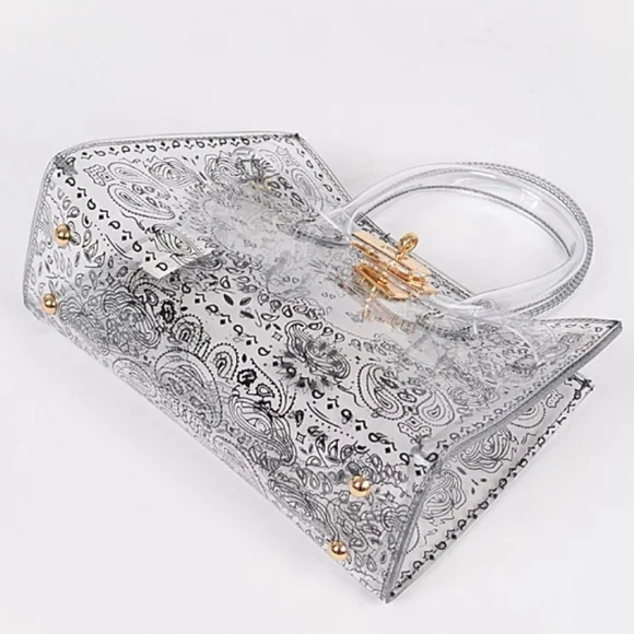 Clear Transparent Paisley Print Shoulder Bag NEW - Picture 4 of 12